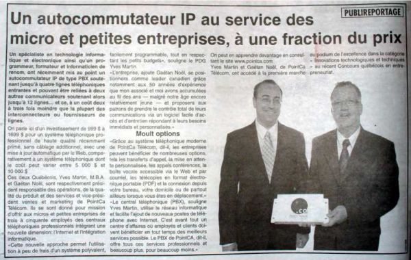 Publireportage dans le Journal de Montreal